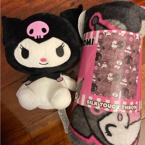 Kuromi Sanrio 7” Plush and Fleece Throw Blanket NWT